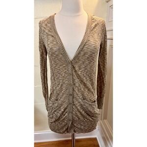 Free People Olive & Pink Button‎ Up Rayon Cardigan With Pockets Size Small